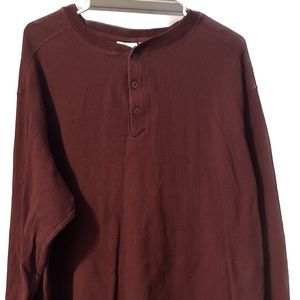 Fieldmaster Long Sleeve Henley Size XL Burgundy